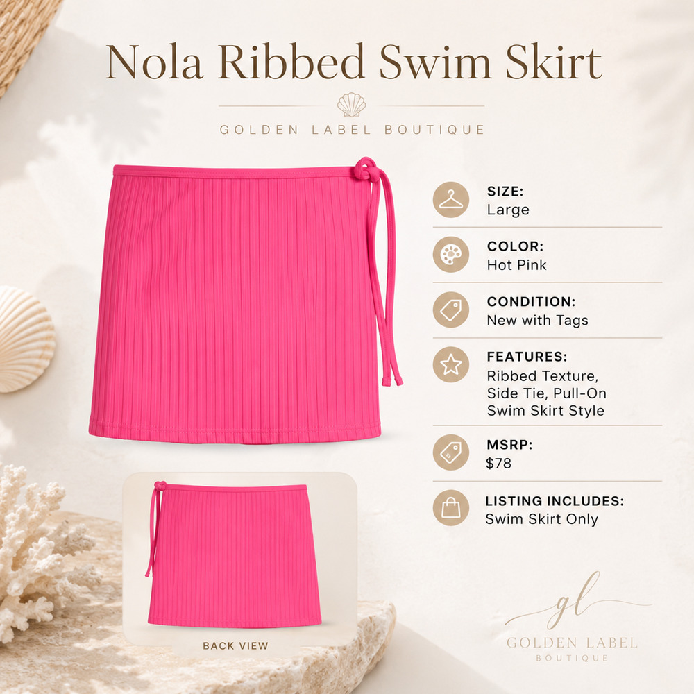 Solid & Striped Nola Ribbed Swim Skirt Large Hot Pink NWT MSRP $78 - Picture 5 of 5
